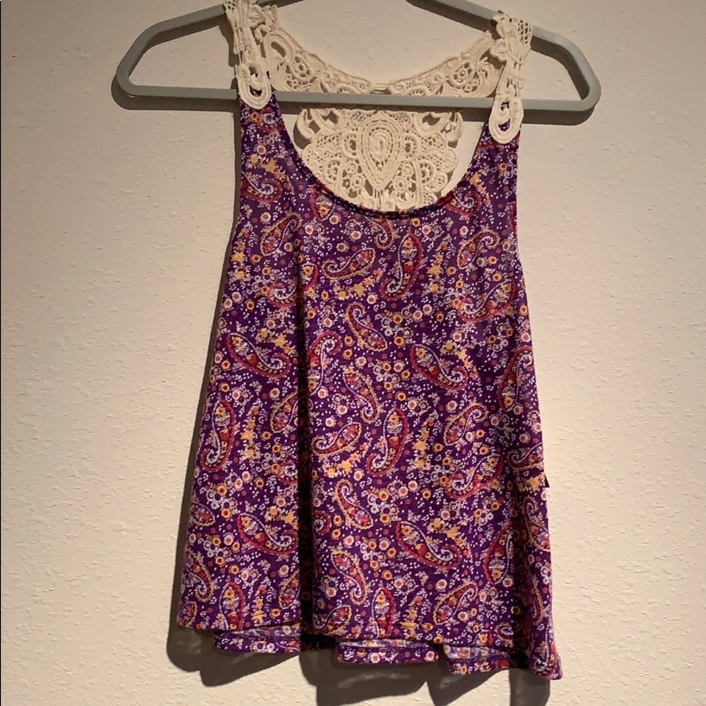 Purple Paisley & Lace Top